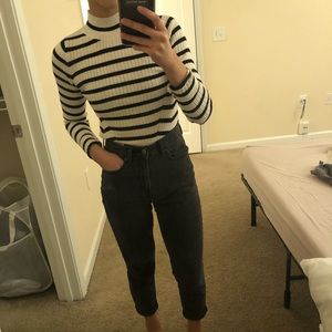 Topshop striped mock neck sweater size 6